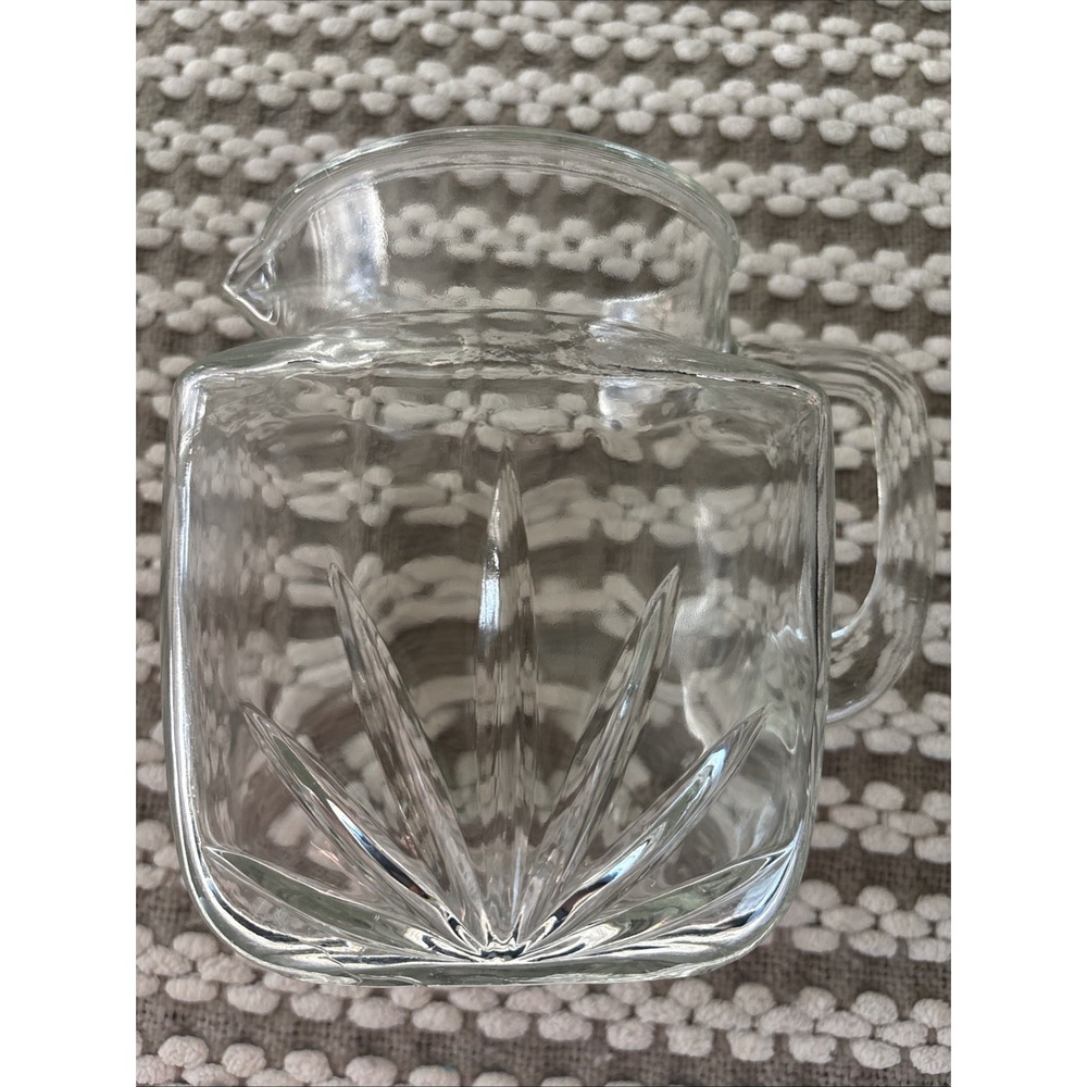 Federal Glass Small Square Starburst Pitcher Vintage Clear EUC